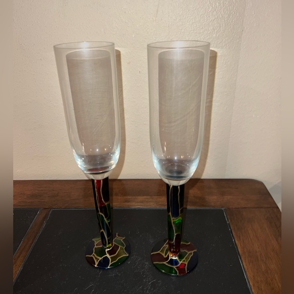 Stimas Romanian wine glass champagne flute pair - Picture 3 of 5
